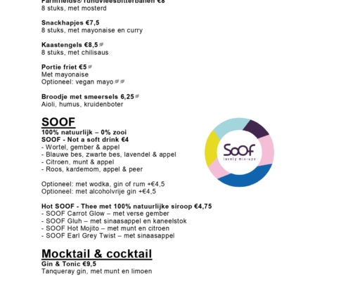 Borrelkaart menu KOE